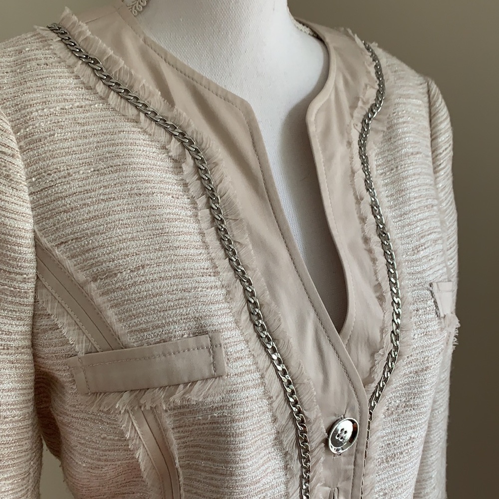 WHBM Metallic Tweed Blazer - Cream